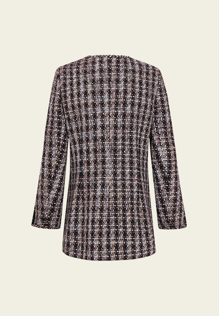 Checked Welt-pocket Tweed Coat