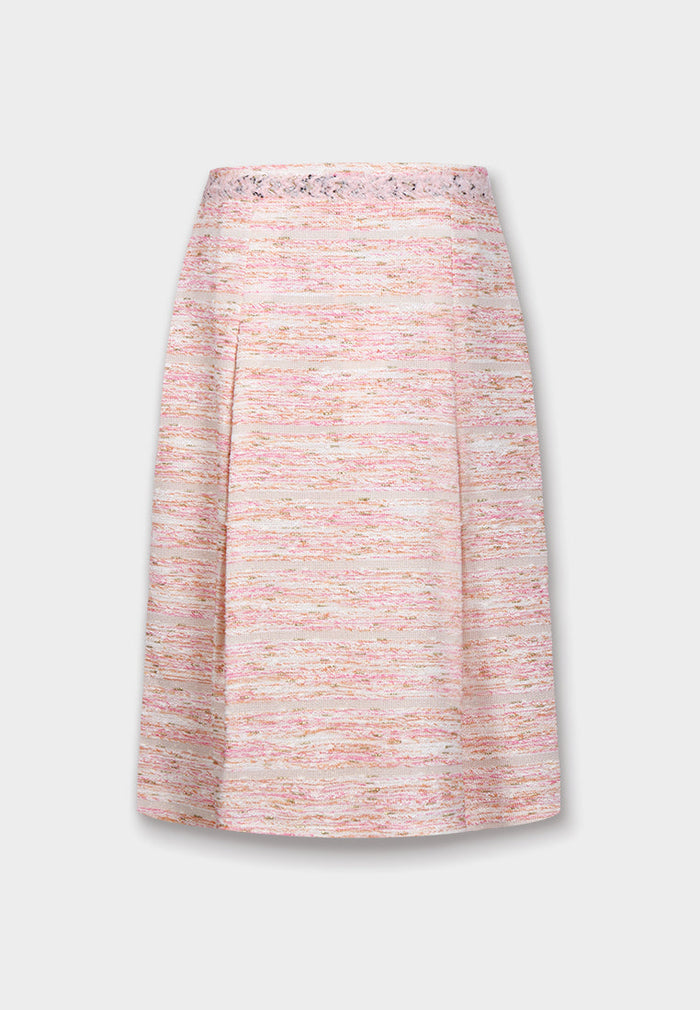 Baby Pink Weave Pleated Skirt