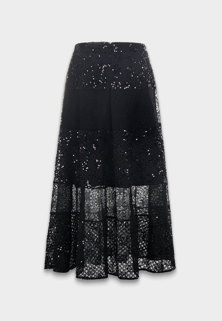 Noir Lace Sequin Skirt