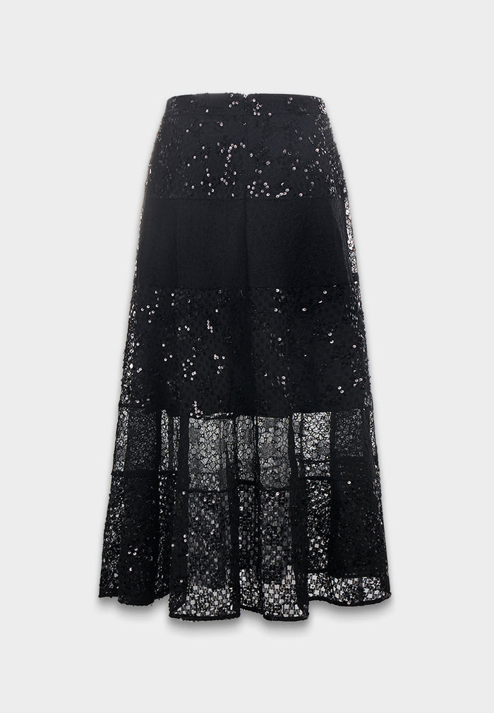 Noir Lace Sequin Skirt
