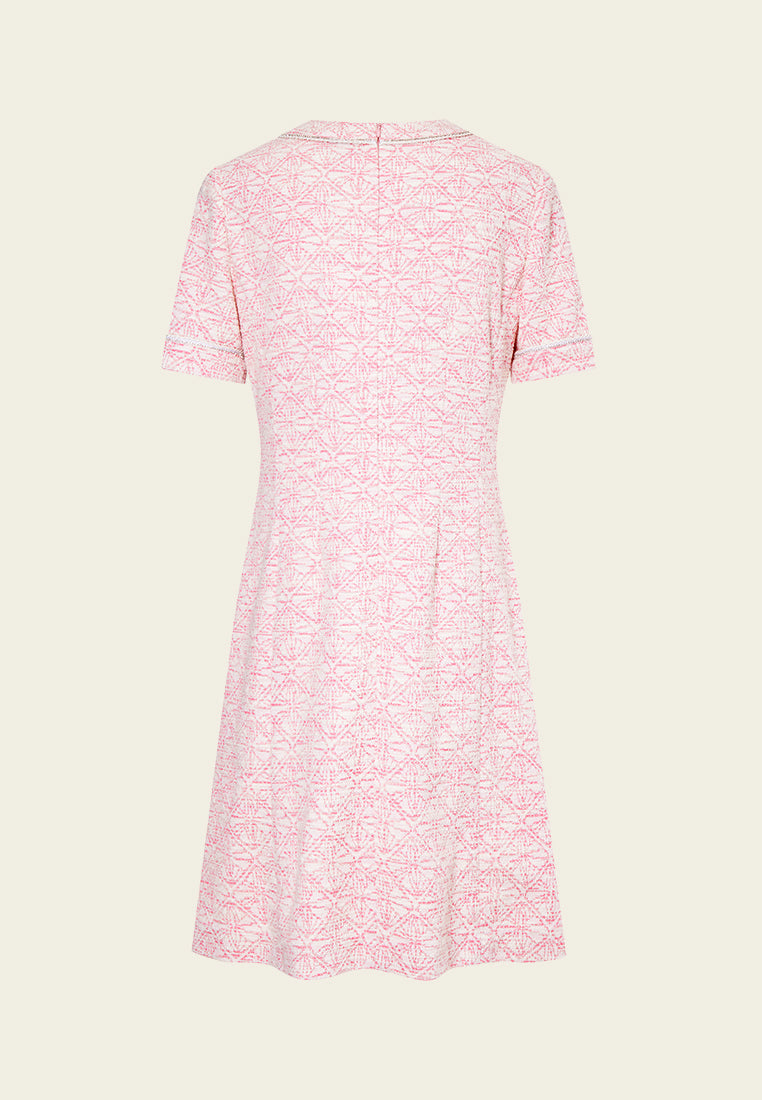 Digitized Pink Tweed Dress MOISELLE