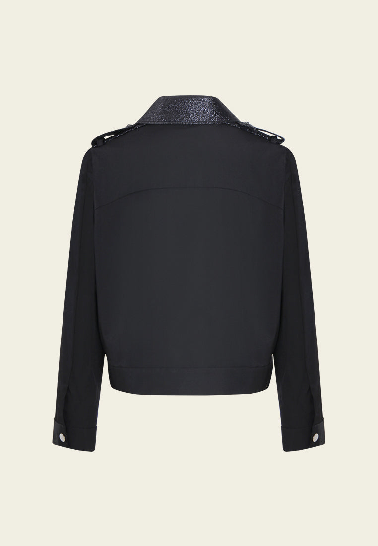 Jeweled Noir Buttoned Jacket