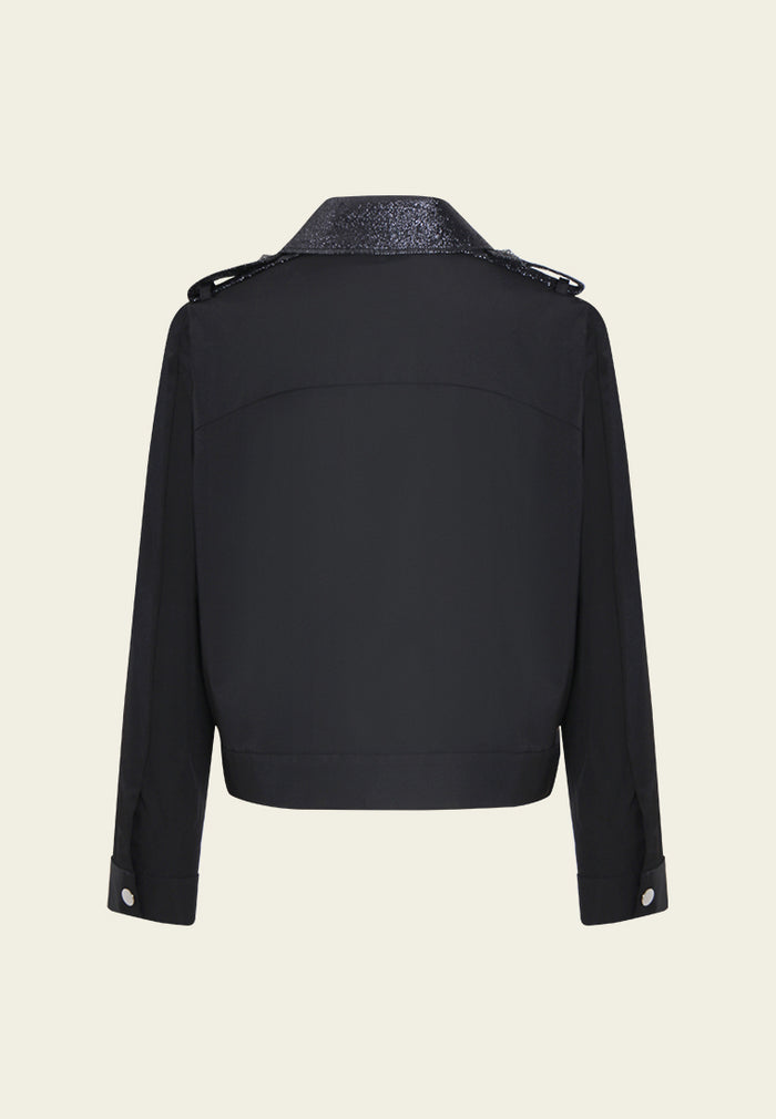 Jeweled Noir Buttoned Jacket