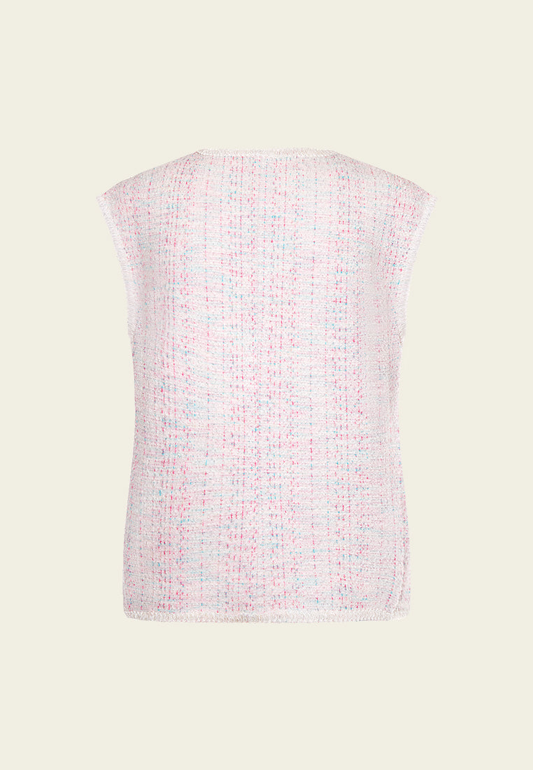 MOISELLE Cotton Candy Stretch Tweed Vest