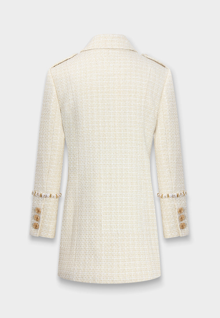 Crème Frange Double-Breasted Coat