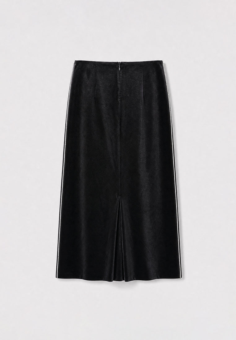 Velours Noir Plissé Skirt