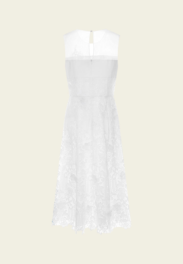 Lace and Embroidery Sleeveless Dress