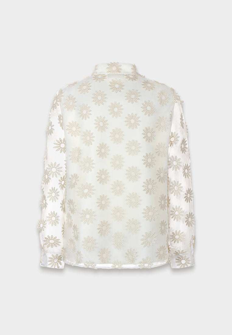 Ivory Daisy Embroidered Blouse