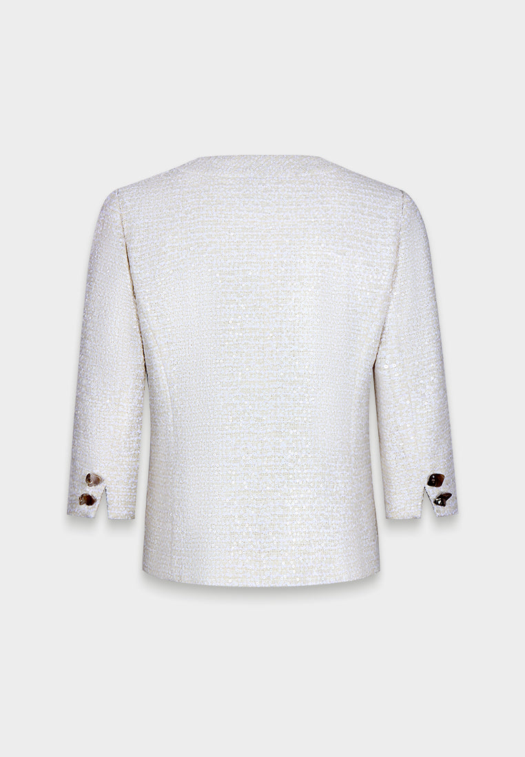 Ivory Bloom Embellished Tweed Jacket