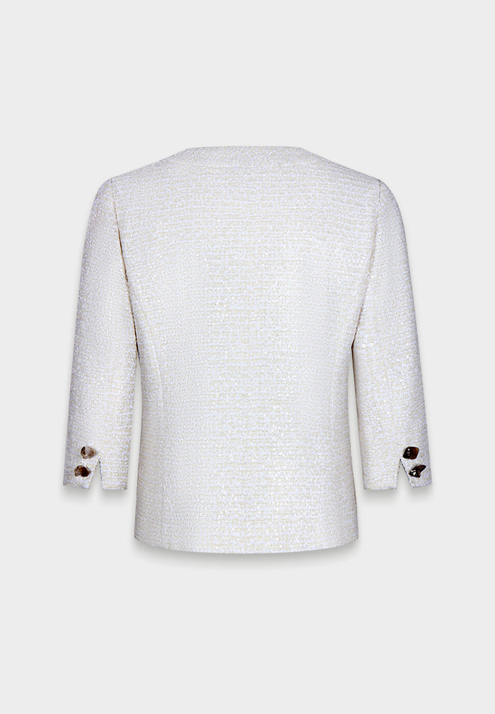 Ivory Bloom Embellished Tweed Jacket