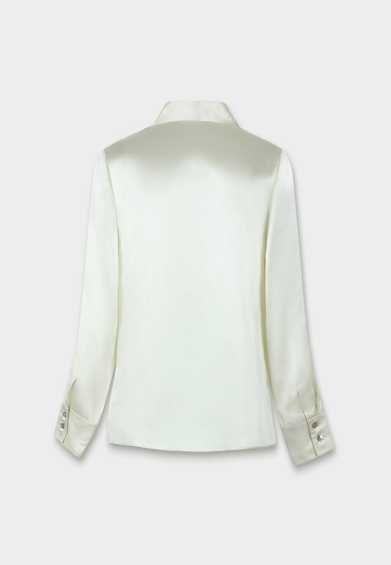 Ivory Draped Satin Blouse