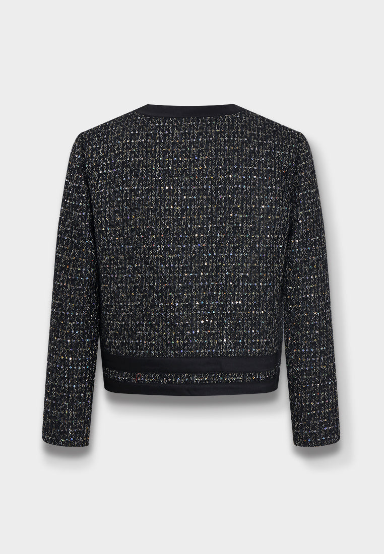 Noir Lurex Zip Tweed Jacket