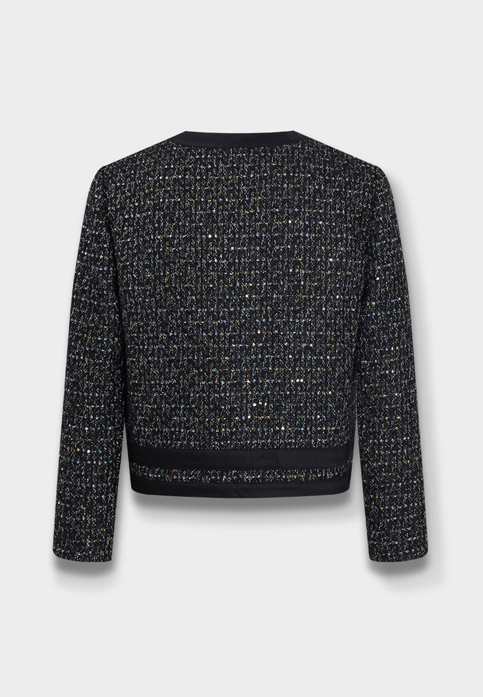 Noir Lurex Zip Tweed Jacket