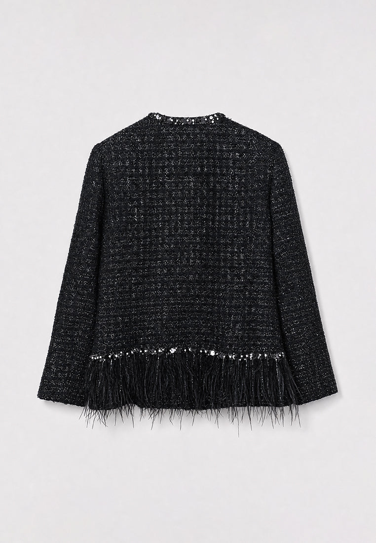 Noir Tweed Bijou Frange Jacket