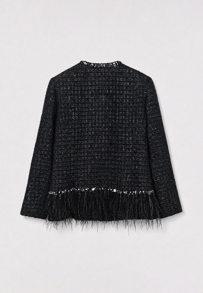 Noir Tweed Bijou Frange Jacket