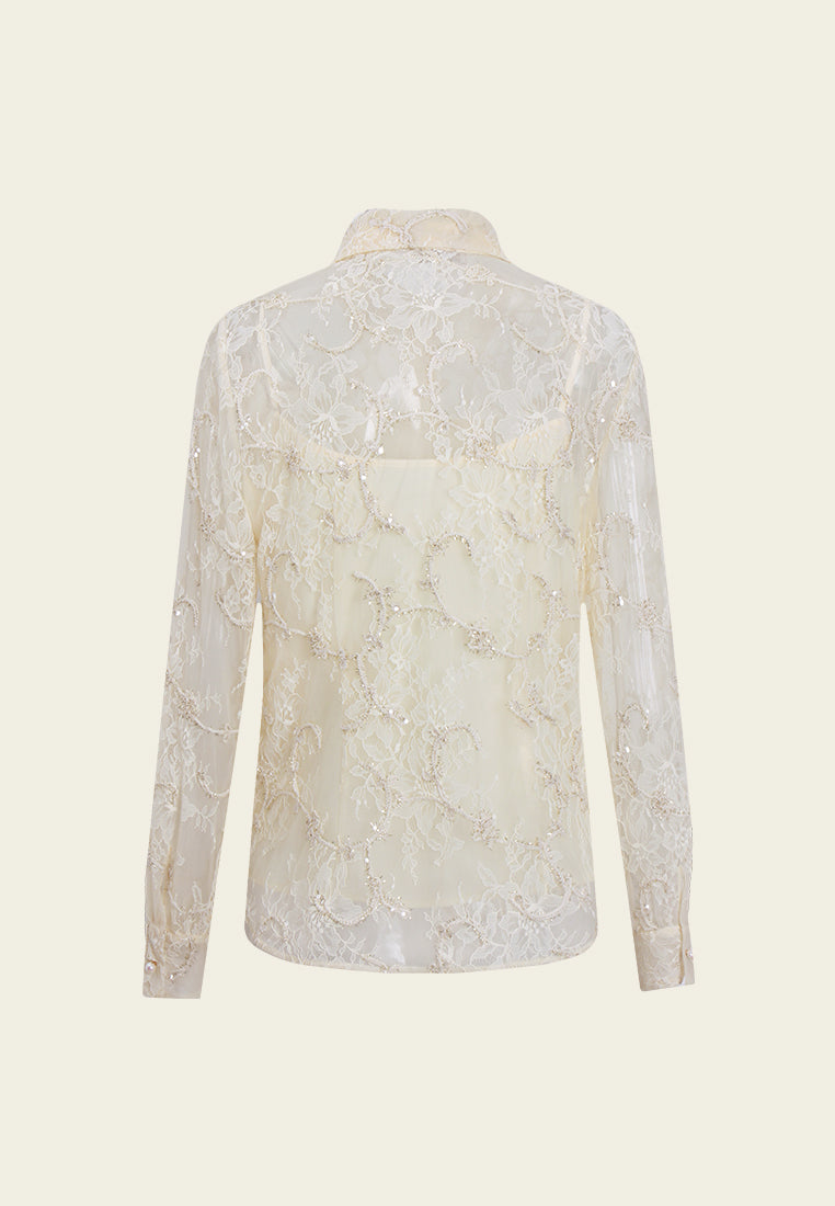 Lurex-Embroidered Lace Shirt