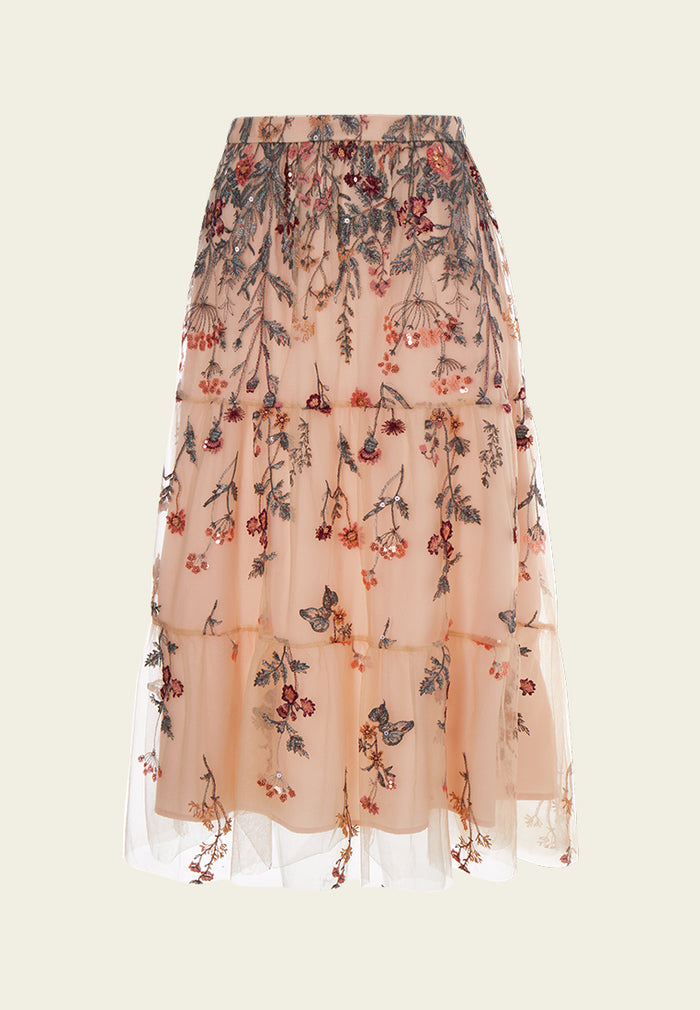 Fantasy Forest Embroidered Mesh Skirt