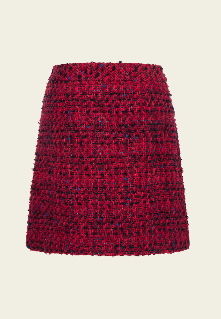 Textured Patch-pocket Tweed Mini Skirt