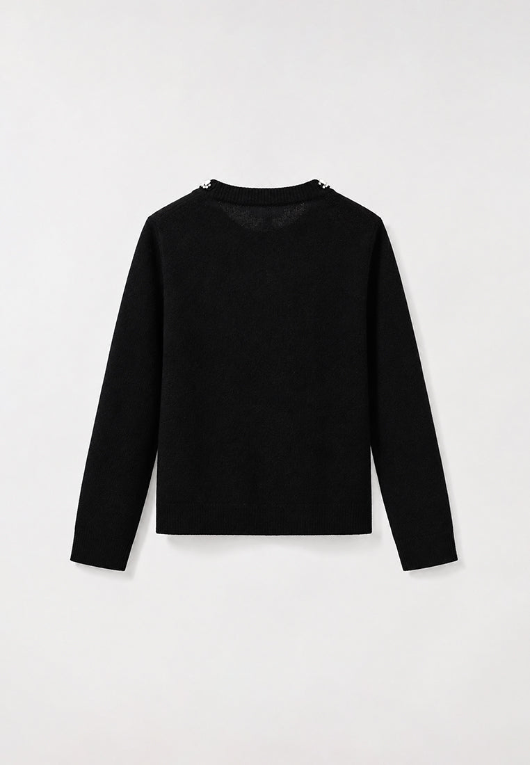 Noir Diamant Crystal-Trim Knit Jacket