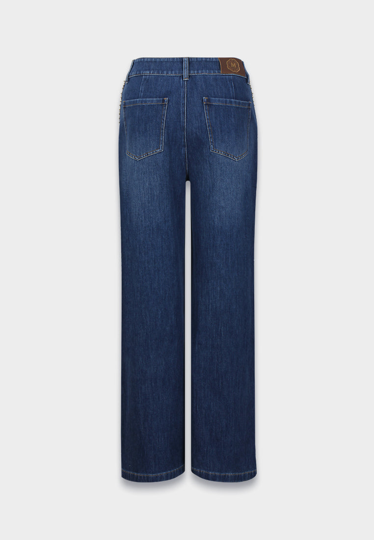 Indigo Frog Loop Trim Jeans