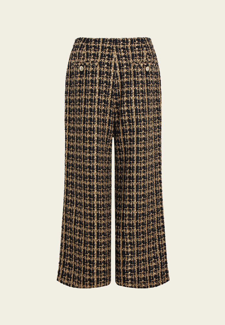 Ornée Check Tweed wide-Leg Trousers