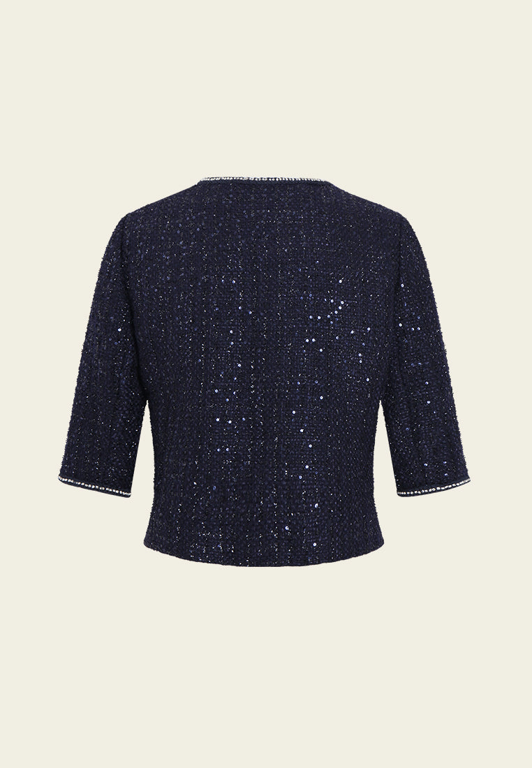 Noir Pailleté Bow Jacket