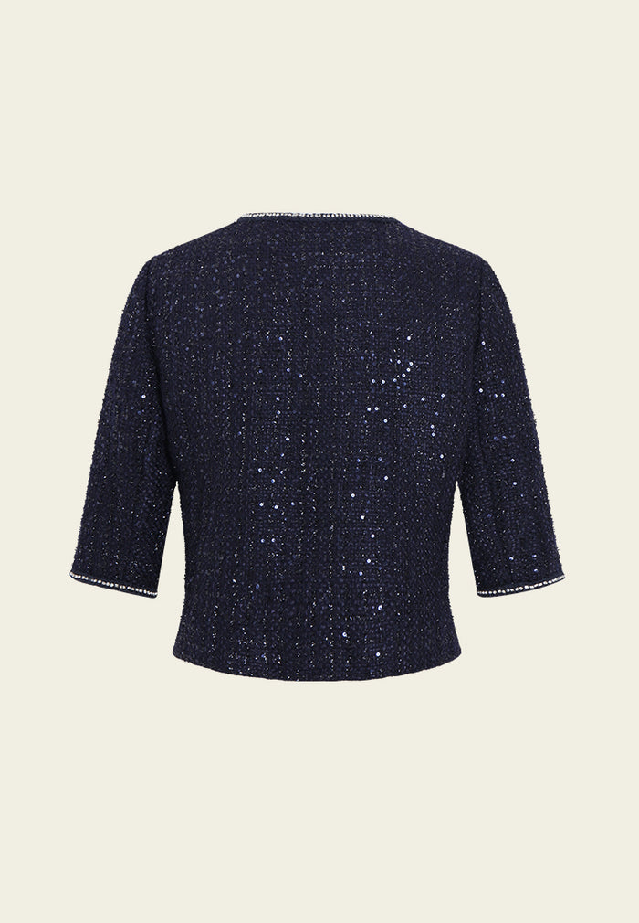 Noir Pailleté Bow Jacket