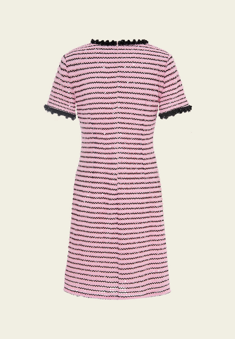 Frayed-detail Sequin-detail Stripped Dress