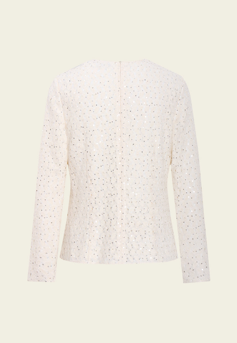Embellished Bow Sequin Blouse