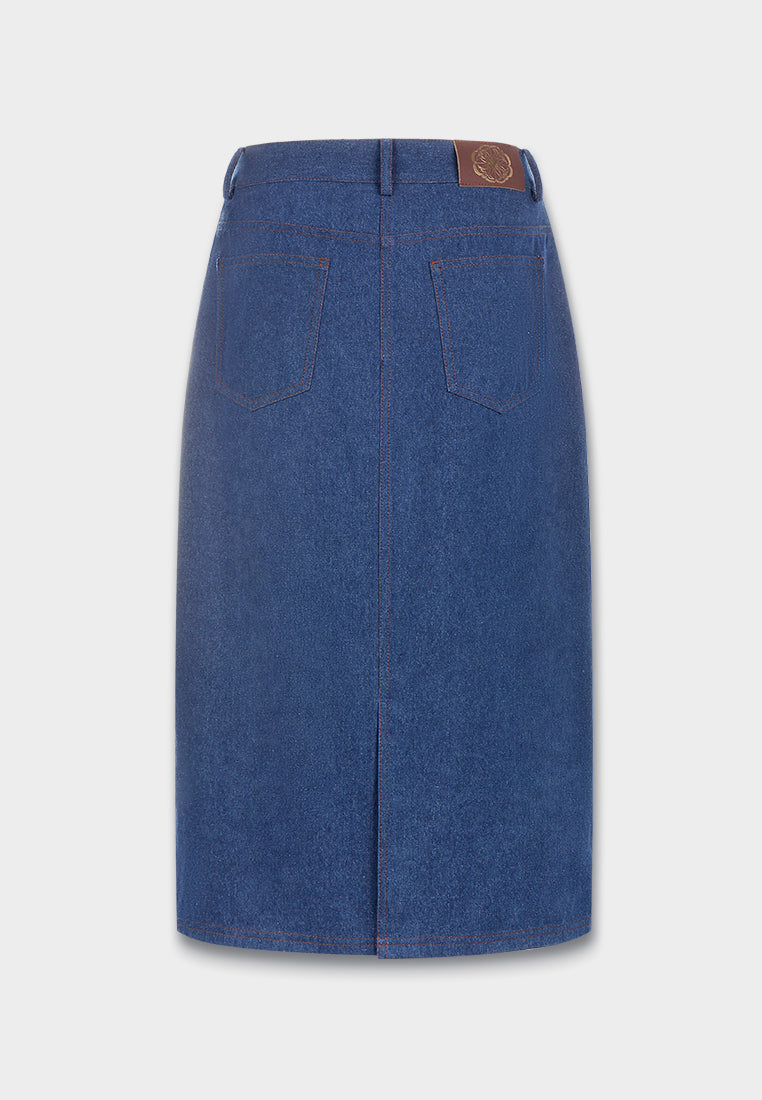 Indigo Bloom Denim Skirt