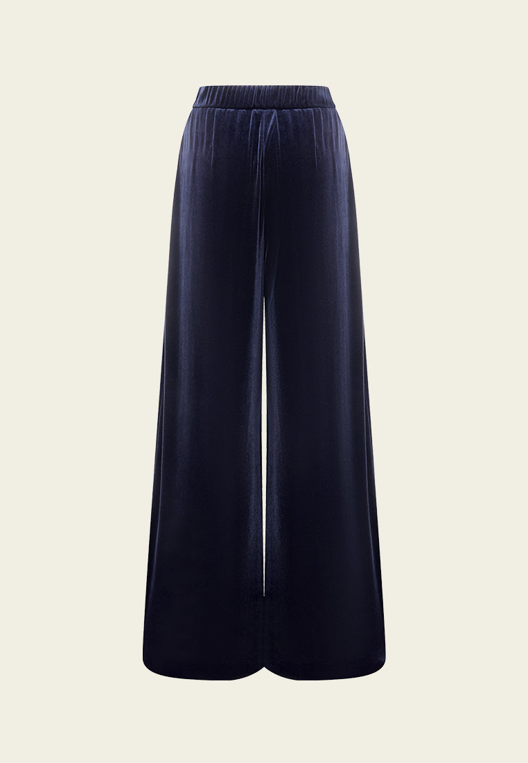 Velvet Wide-leg Elasticated Pants