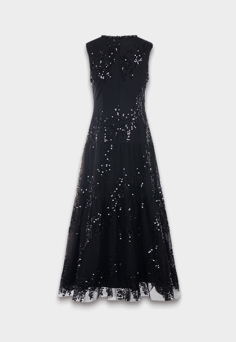 Black Sequin Evening Gown