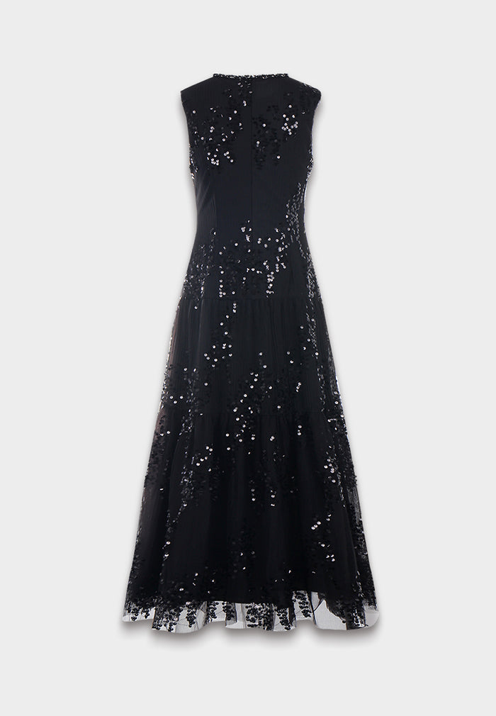 Black Sequin Evening Gown