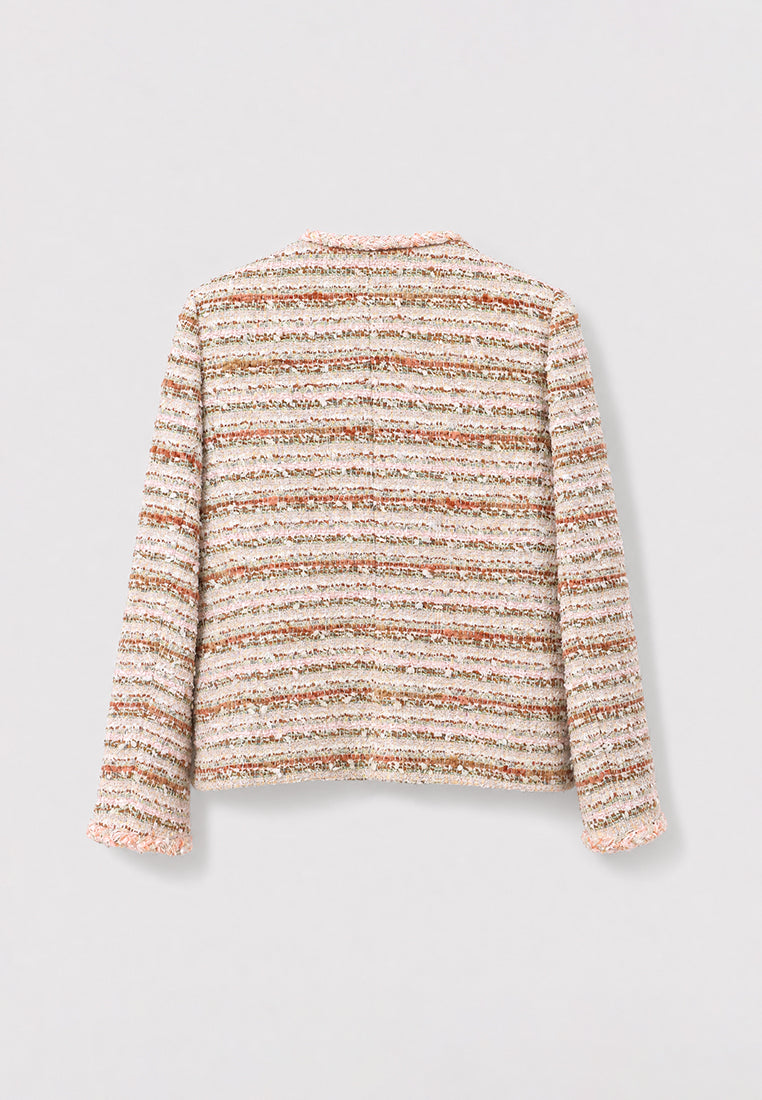 Rose Tweed Rayure Doré Jacket