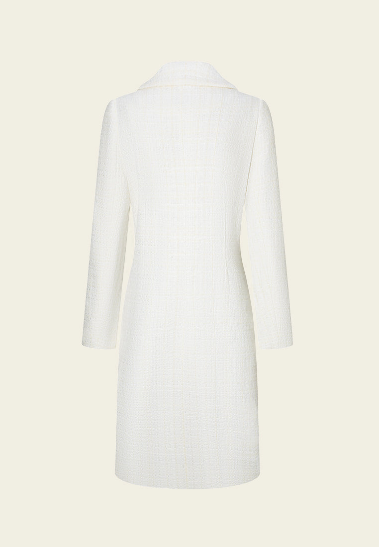 Checked Tweed Crystal and Pearl Embellished Coat