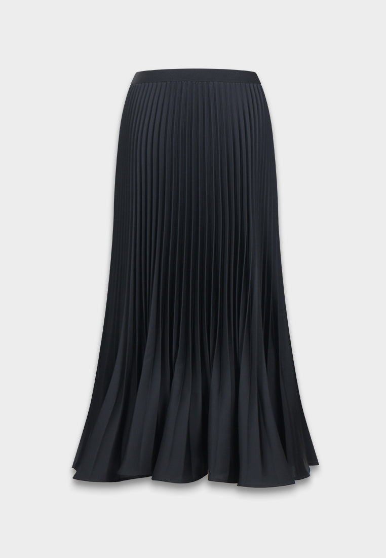 Noir Flared Pleated Skirt