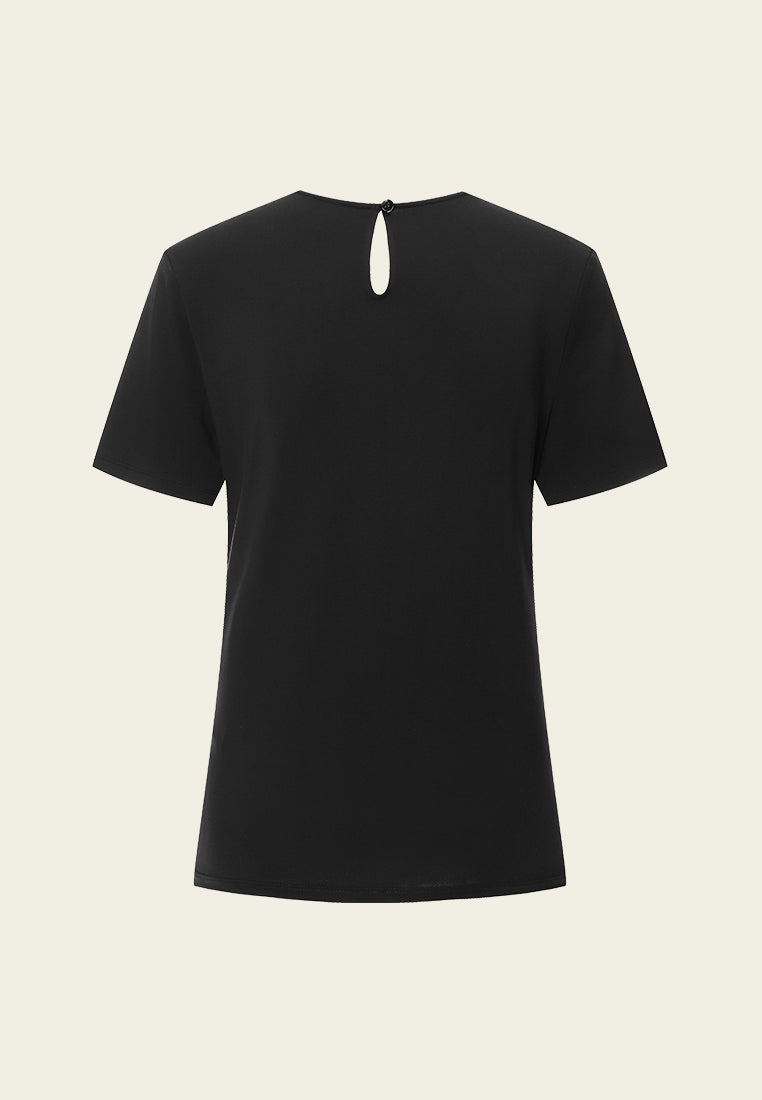 Black Embellished Collar T-shirt