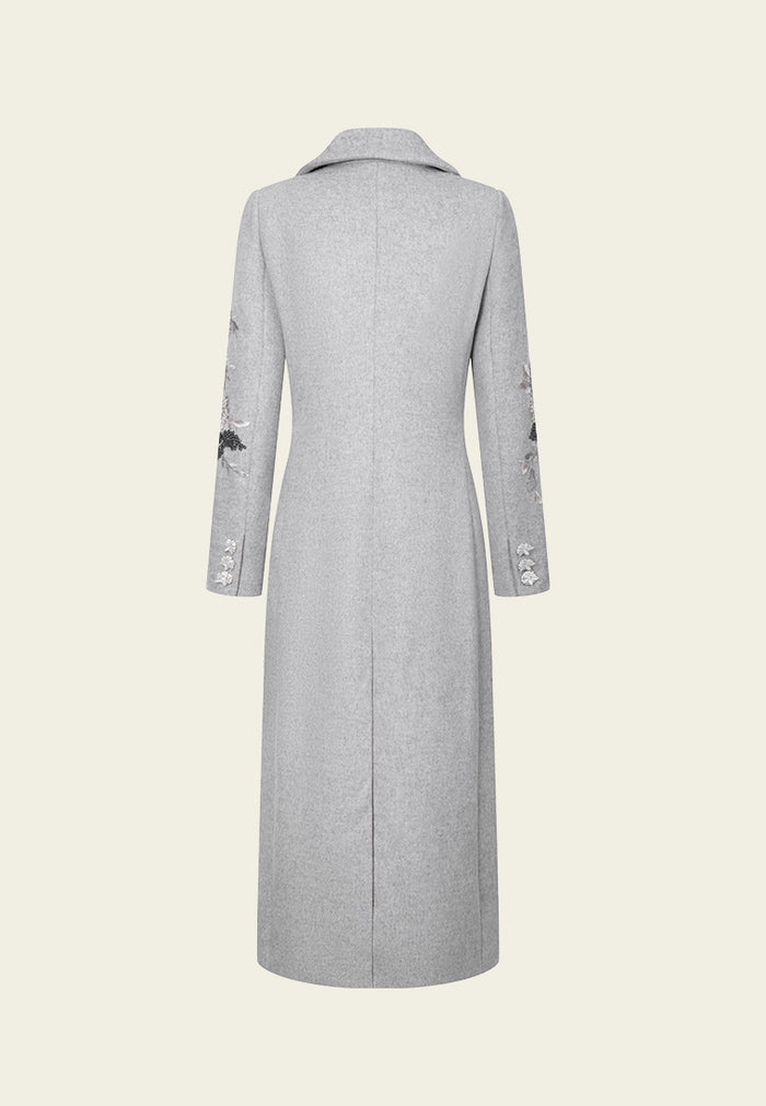 Sequin-detail Lurex-embroidery Maxi-length Wool Coat