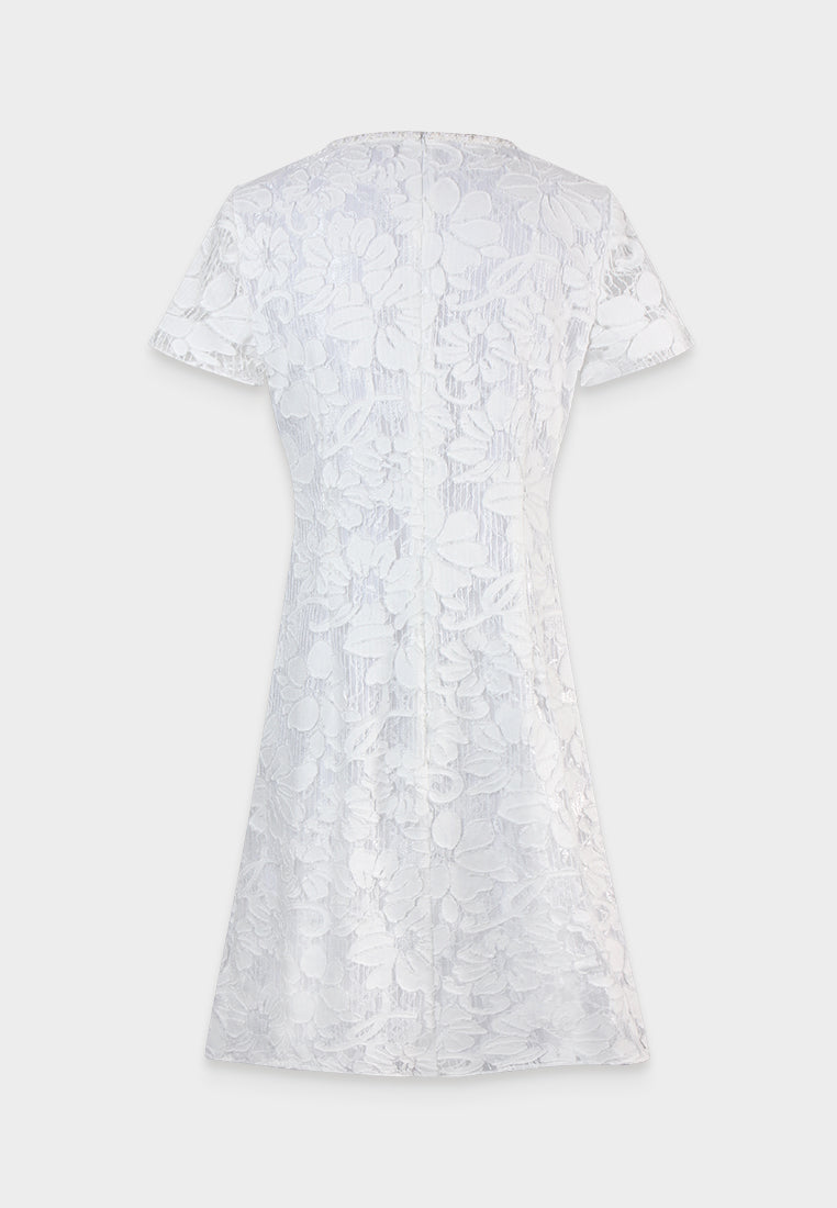 Blanc Élégance Florale Dress