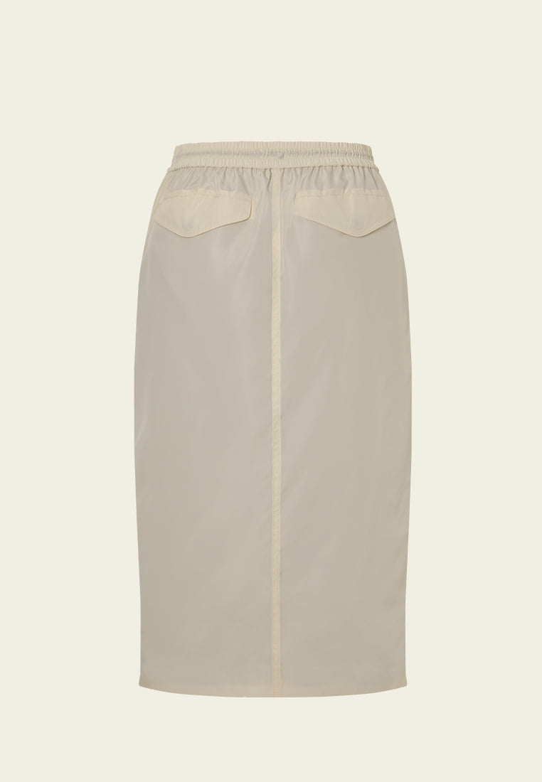 Drawstring-waistband Midi Pencil Skirt