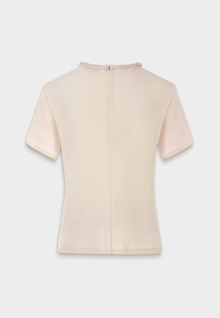 Silk Crepe Satin Embellished Blouse
