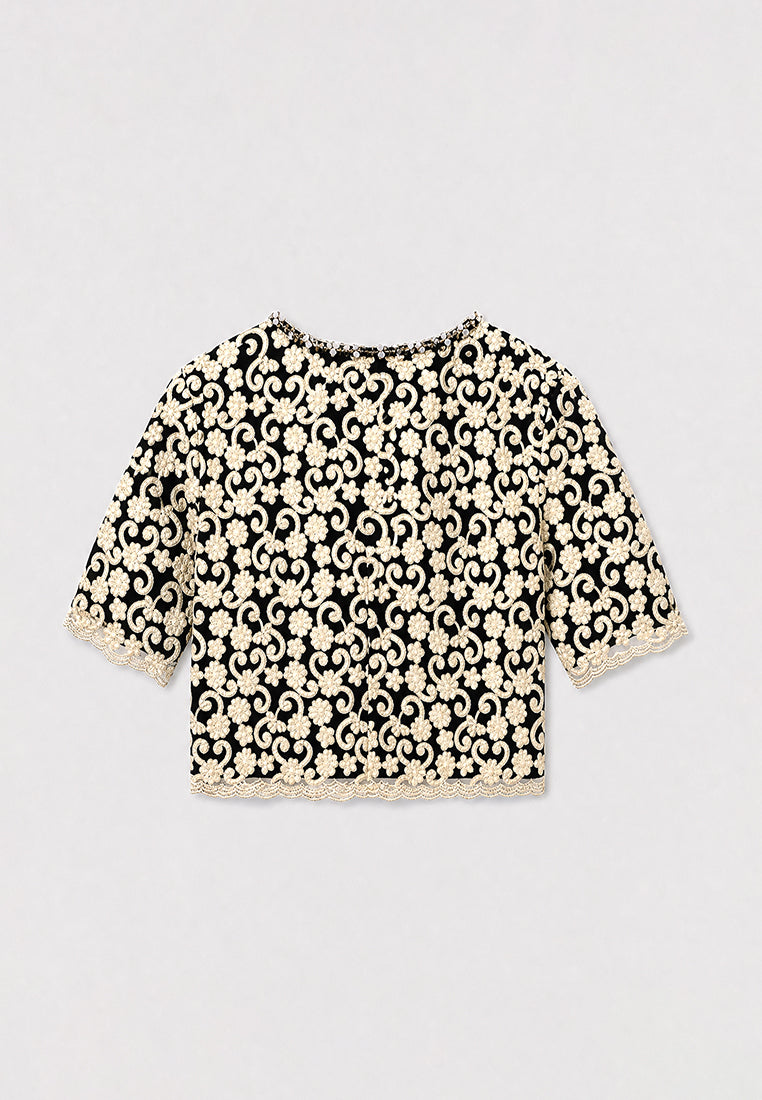 Noir Broderie Doré Arabesque Jacket