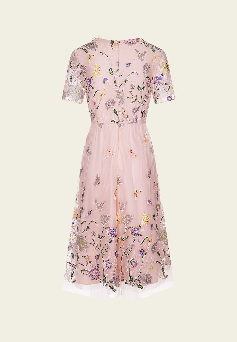 Fantasy Floral-appliqué Dress