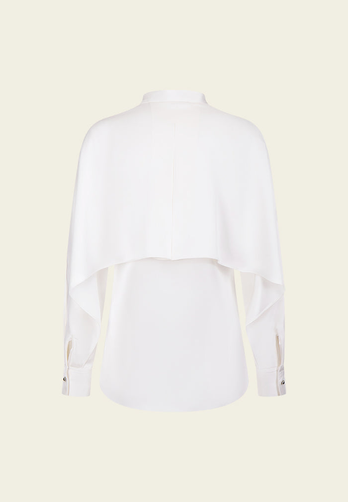 Cape-detail Concealed-front Fastening Shirt