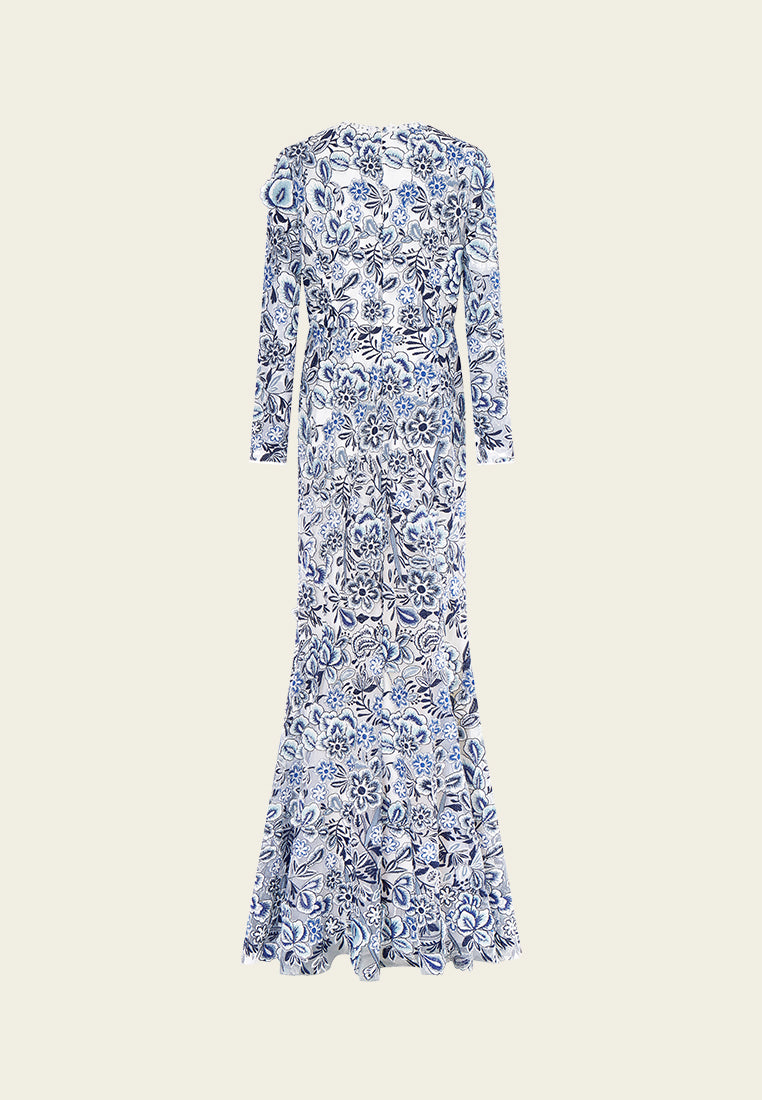 Crystal-detail 3D Flower Lace Dress