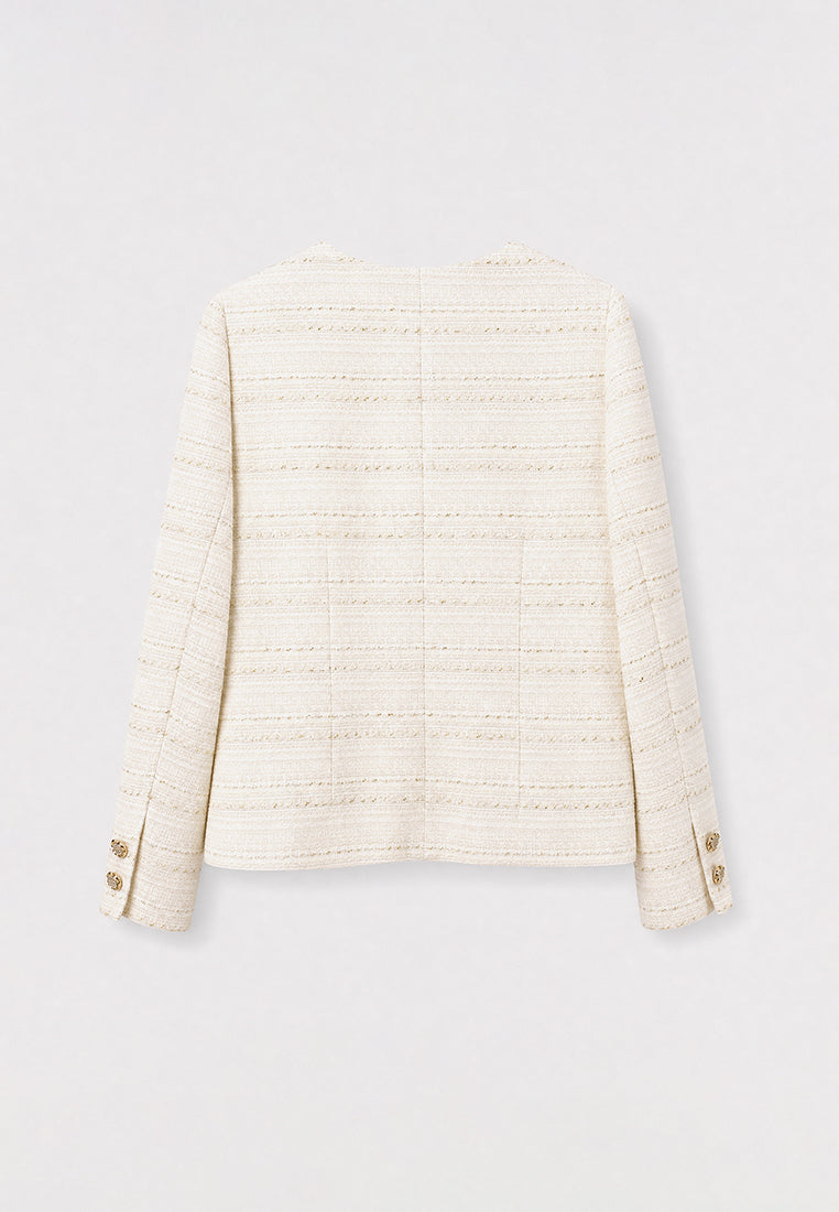 Crème Tweed Rayure Jacket