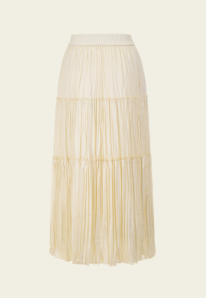 Pleated Panelled Maxi-length Skirt