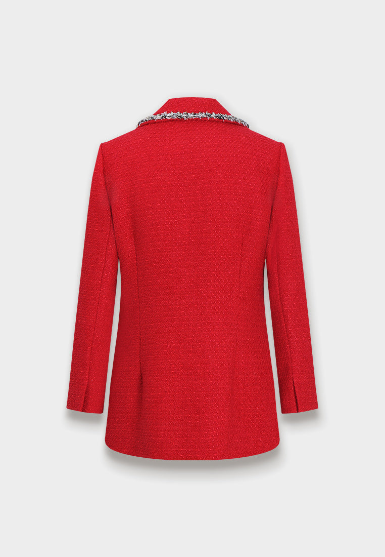 Scarlet Crest Trim Tweed Blazer