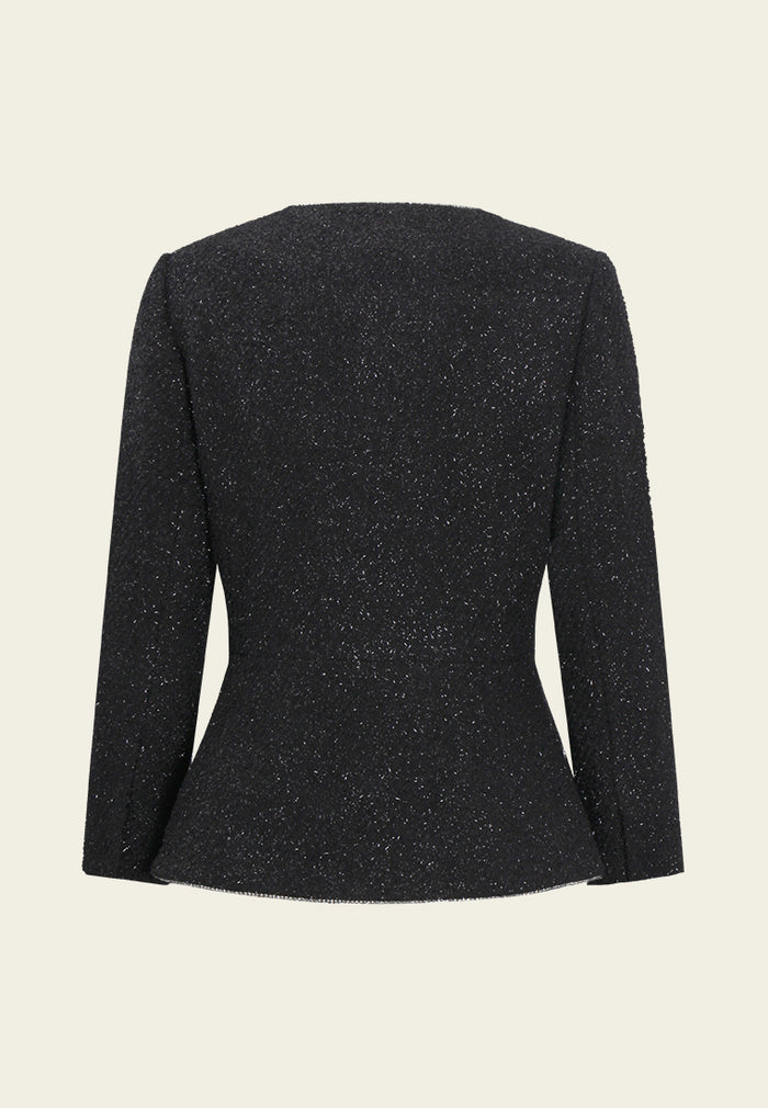 Velora Sparkle Embroidered Tweed Jacket