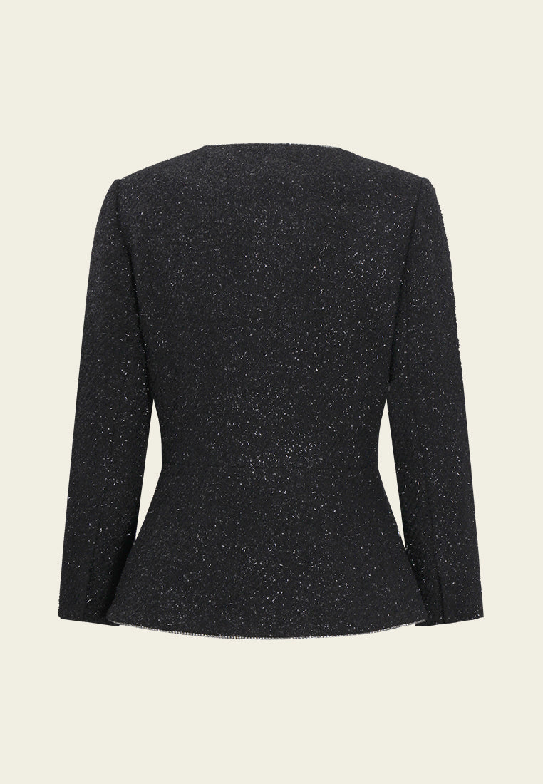 Velora Sparkle Embroidered Tweed Jacket